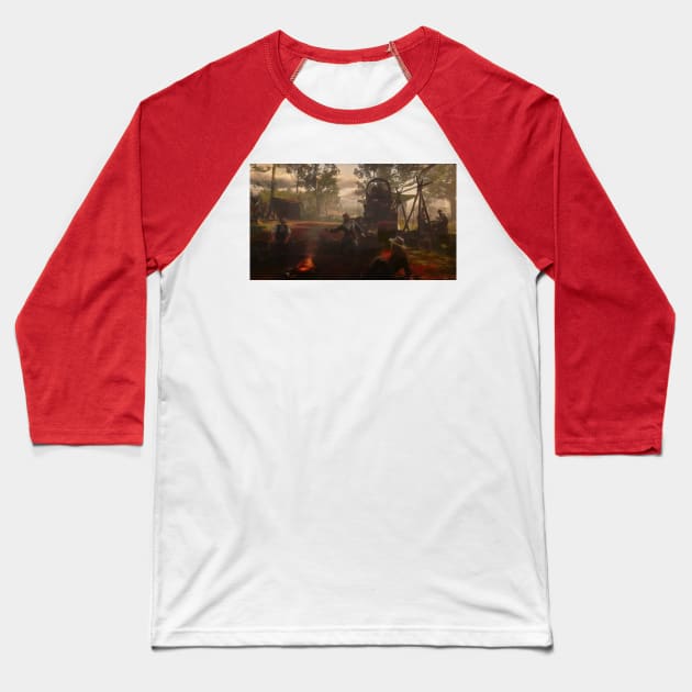 Campfire Story Baseball T-Shirt by Zombiefyed
